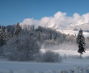 (9) Landschaft_Thiersee_Winter_Wolken_Sonne_Baueme